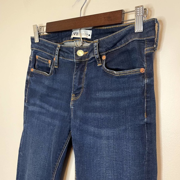 ZARA Womens Mid Rise Skinny Jeans Dark Wash Denim Size 6 - Picture 2 of 5
